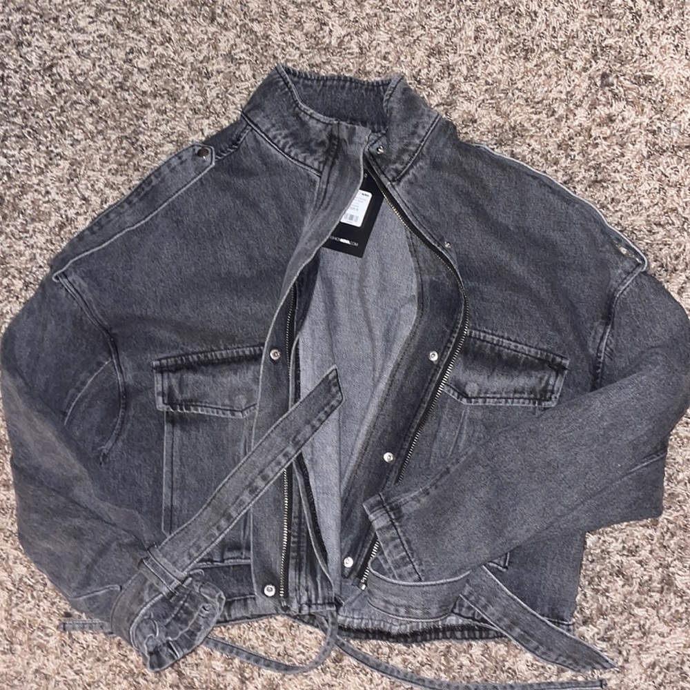 Fashion nova jean jacket charcoal color never worn size M